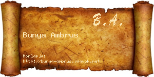 Bunya Ambrus névjegykártya